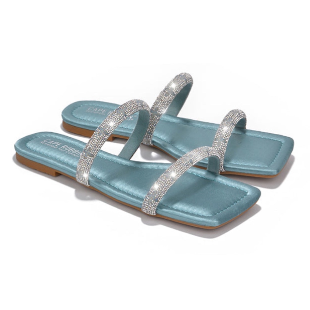 Teal rhinestoned strap sandal - Picture 4 of 6